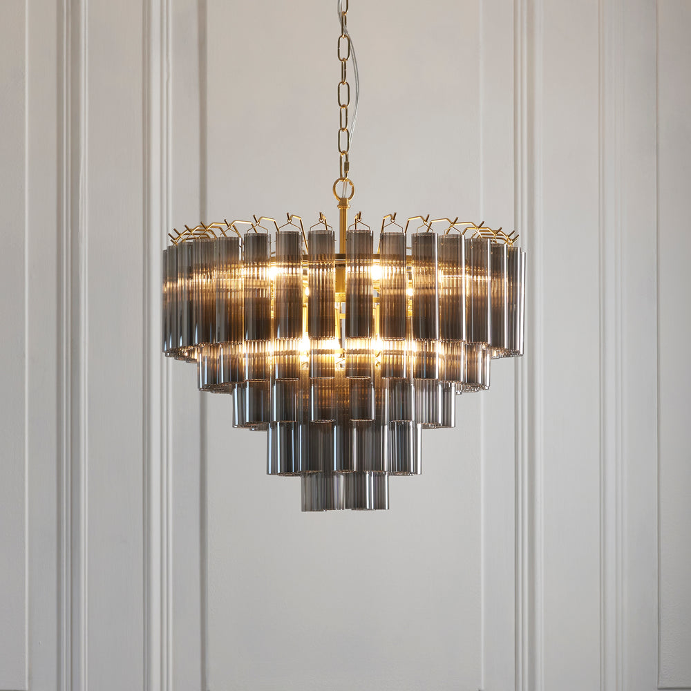 Envisage Naissa 12 lt Smoke and Brushes Gold Ceiling Pendant