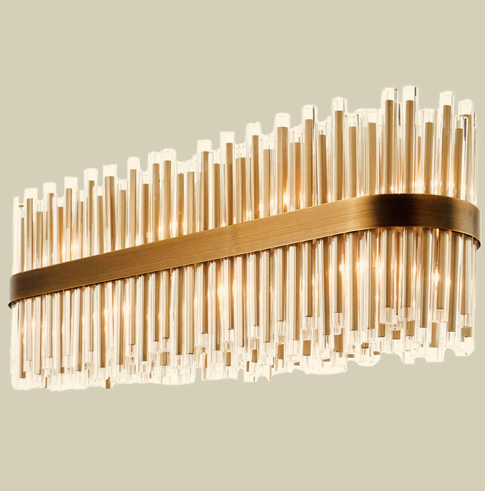 Decolight Alsace Mid Century Antique Brass Linear Ceiling Pendant Light 