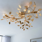 Decolight Gold Branching Leaf 6 Light Semi Flush Ceiling Light