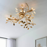 Decolight Gold Branching Leaf 6 Light Semi Flush Ceiling Light