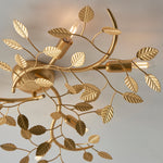 Decolight Gold Branching Leaf 6 Light Semi Flush Ceiling Light