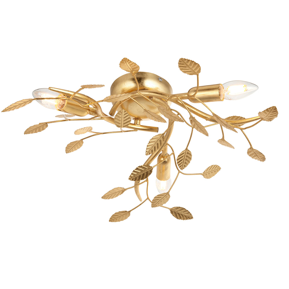 Decolight Golf Leaf Branching Semi Flush Ceiling Light 3 Light