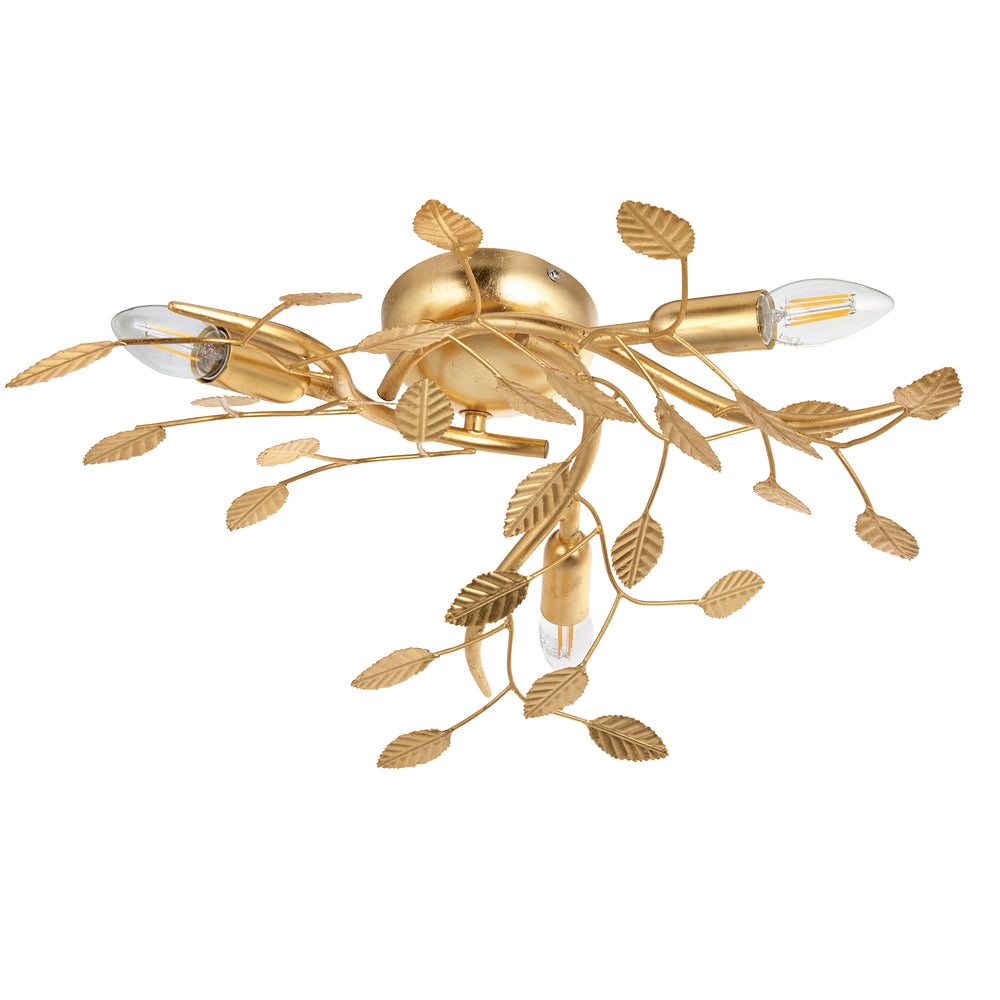 Decolight Golf Leaf Branching Semi Flush Ceiling Light 3 Light