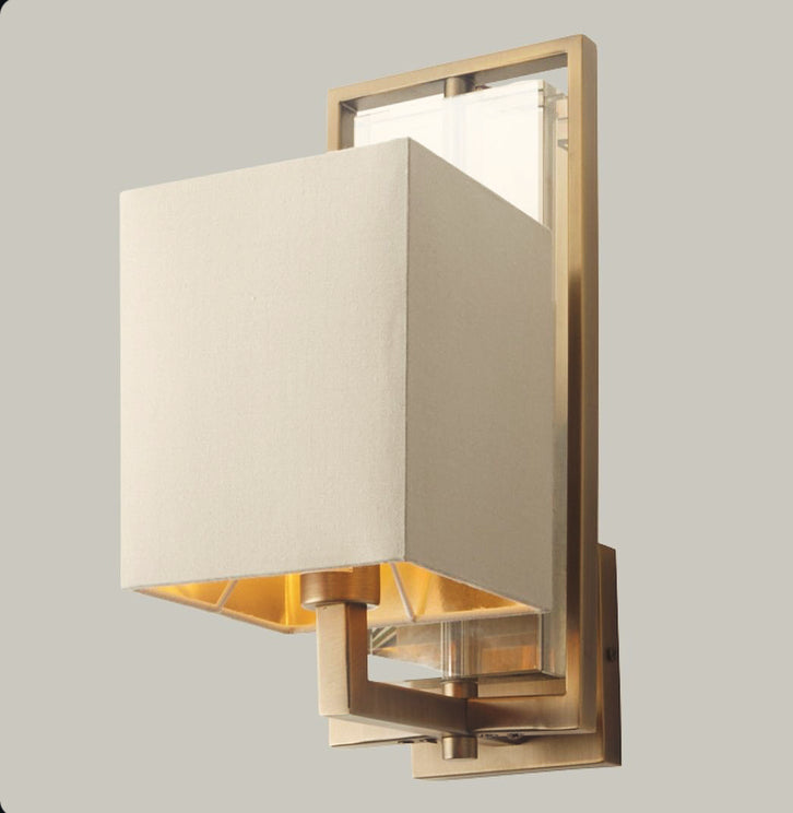 Aldridge Collection Lauk Wall Light with Cognac Crystal & Aged Brass